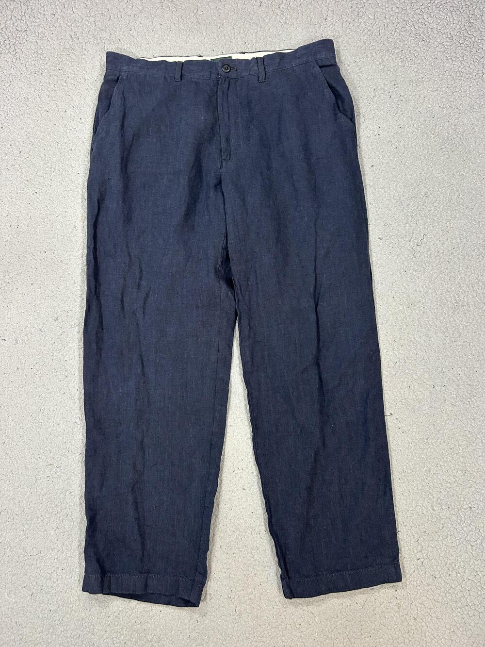 J Crew Oarsman Pants Mens 33x30 Blue Linen Lightweight Chino Straight Leg Preppy